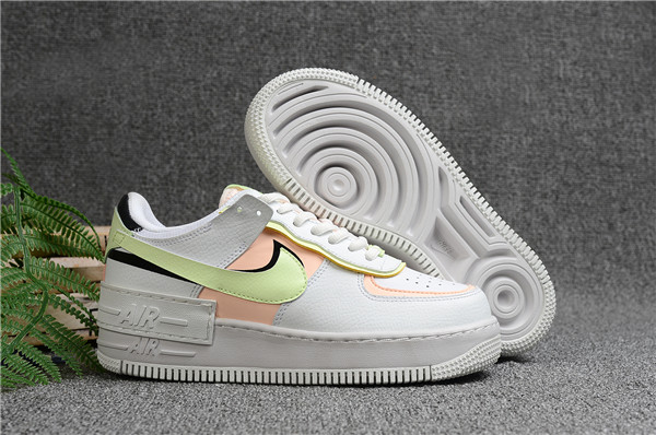 Women's Air Force 1 Low Top White/Yellow/Green Shoes 041